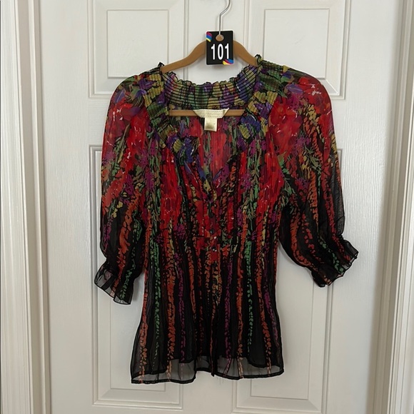 Colorful Sheer Women's Top - Picture 1 of 13